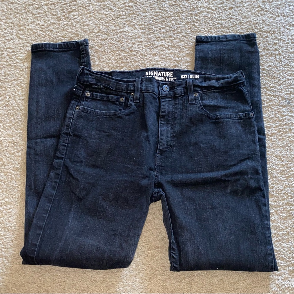 Men’s Levi Strauss & CO Signature S37 Slim Dark Denim Jeans Waist 34 Inseam 33